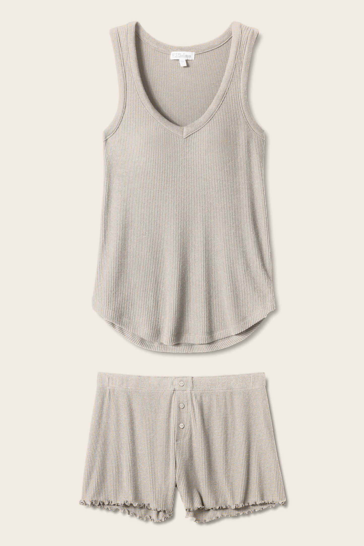 Textured Essentials Heather Grey Short PJ Set