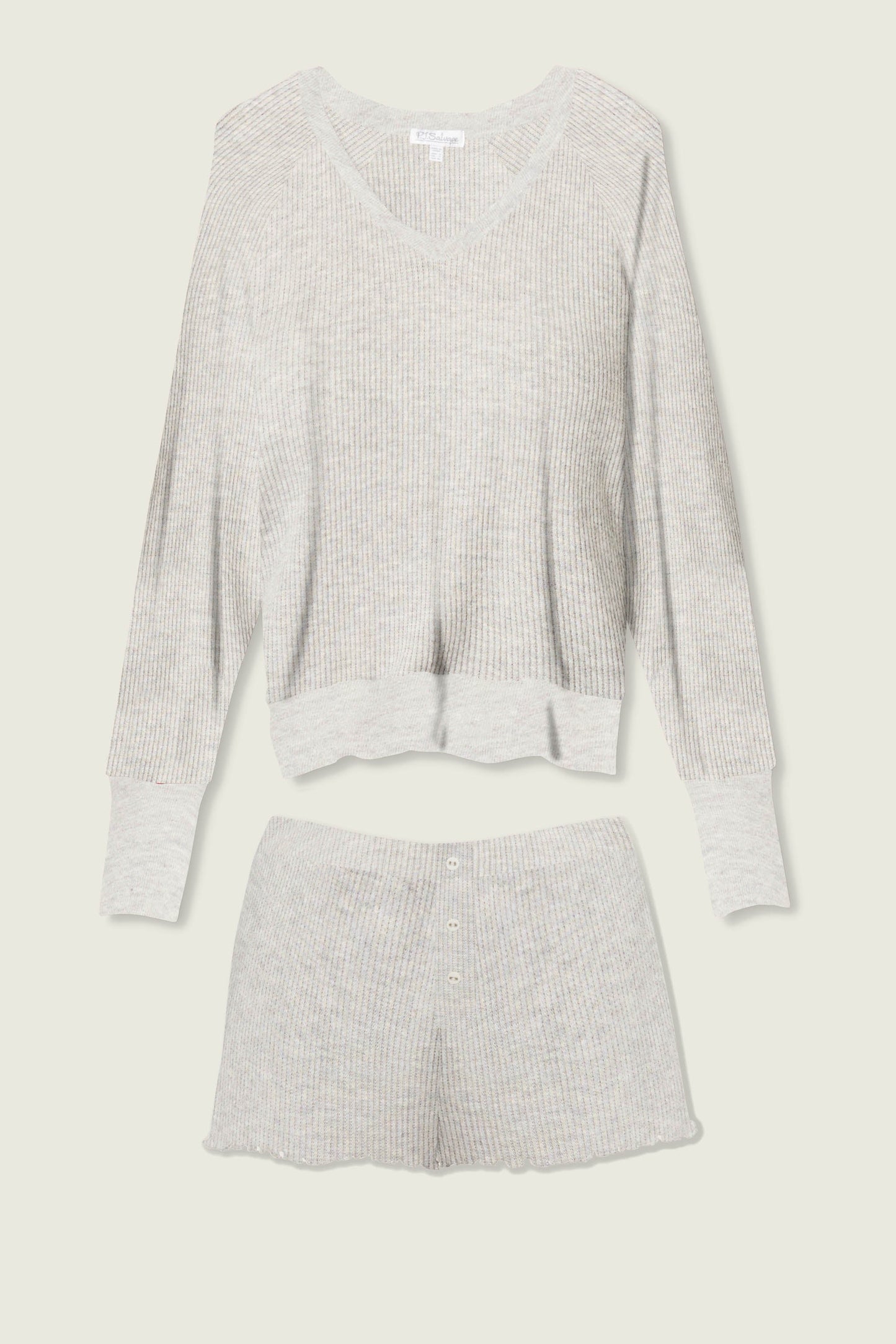 Textured Essentials Heather Grey Short Lounge Set