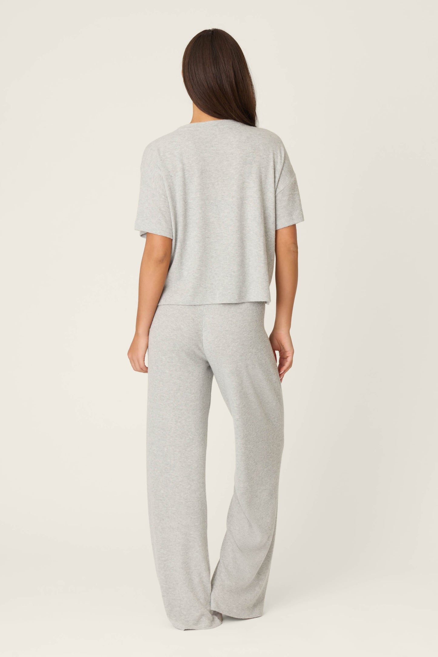 Textured Essentials Heather Grey Long Lounge Set