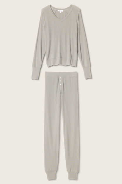 Textured Essentials Heather Grey Long PJ Set