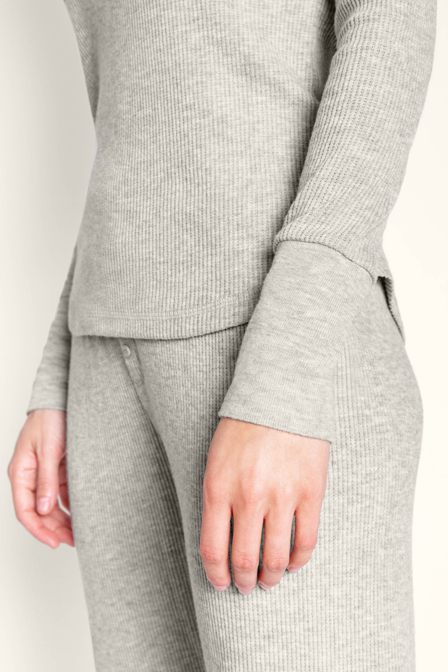 Textured Essentials Heather Grey Long PJ Set