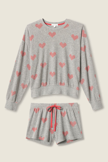 Heart Print Fleece PJ Set