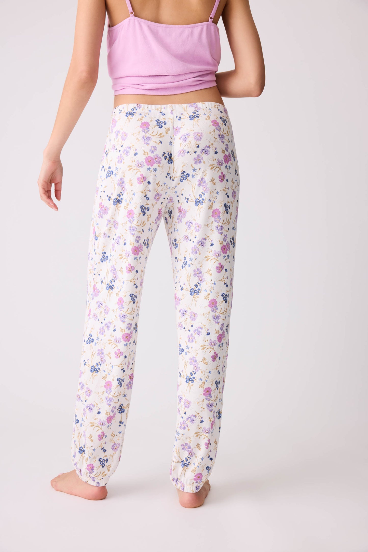 More Amour Floral Pointelle Banded Pants