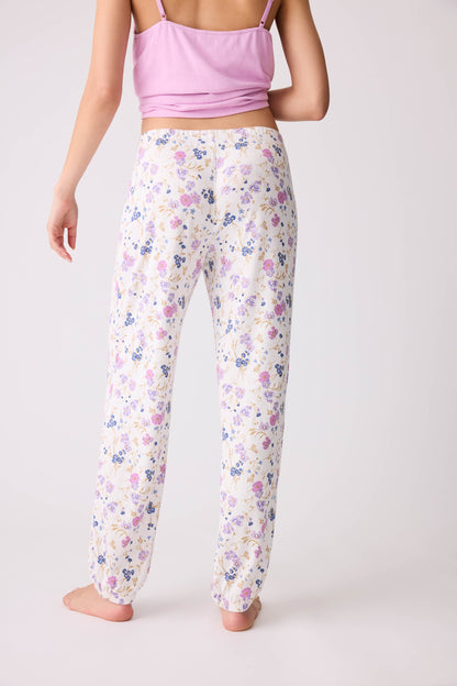 More Amour Floral Pointelle Banded Pants