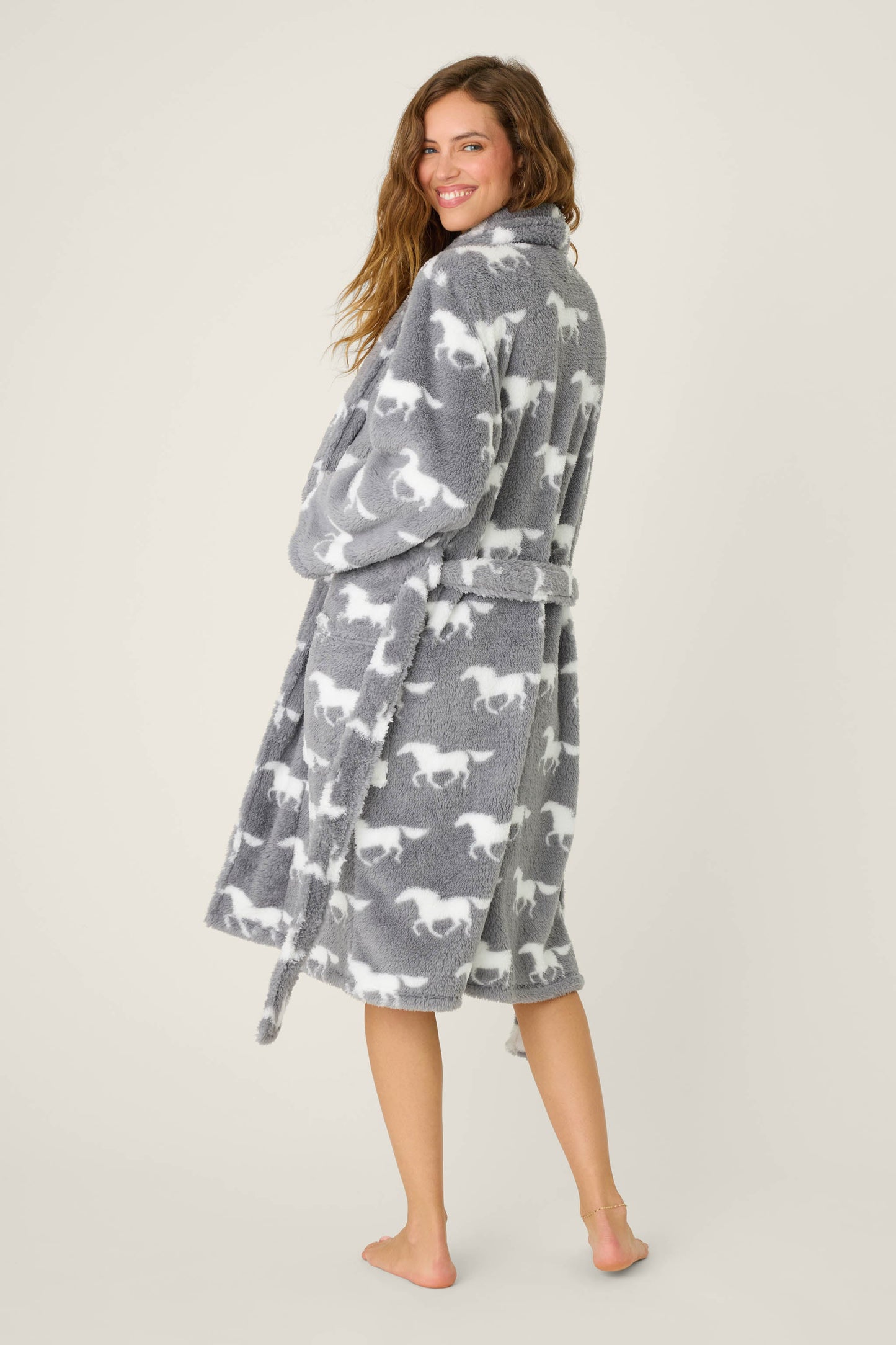 Let's Get Cozy Plush Horse Print Robe