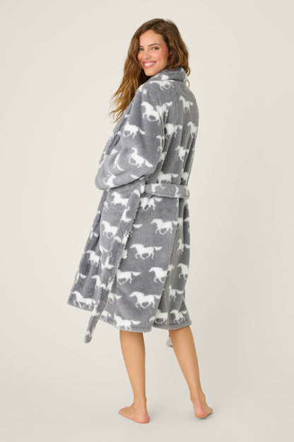 Let's Get Cozy Plush Horse Print Robe