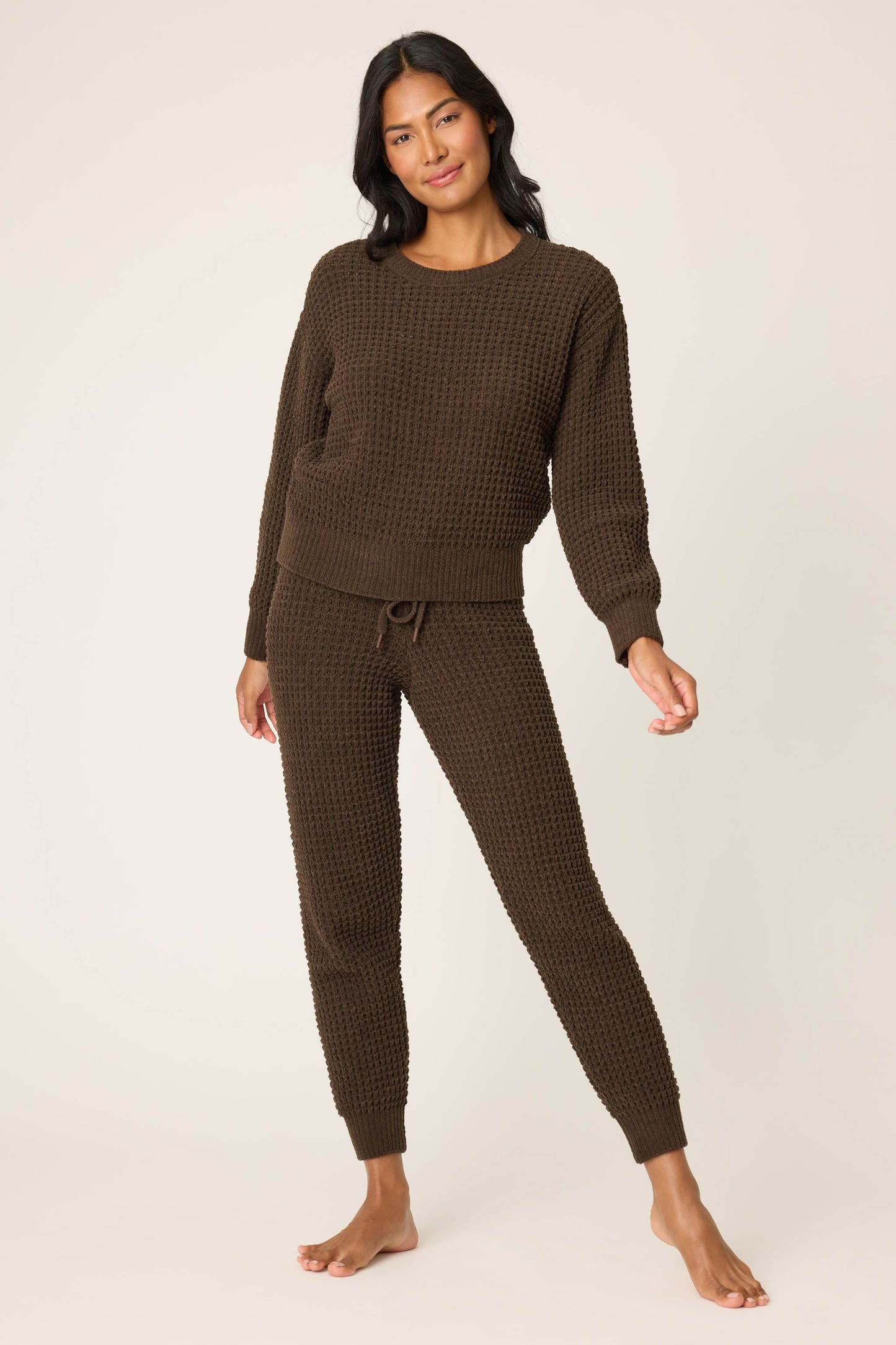 Chenille Waffle Chocolate Banded Pants