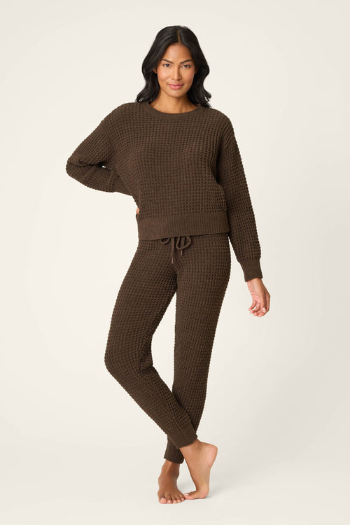 Chenille Waffle Chocolate Lounge Set