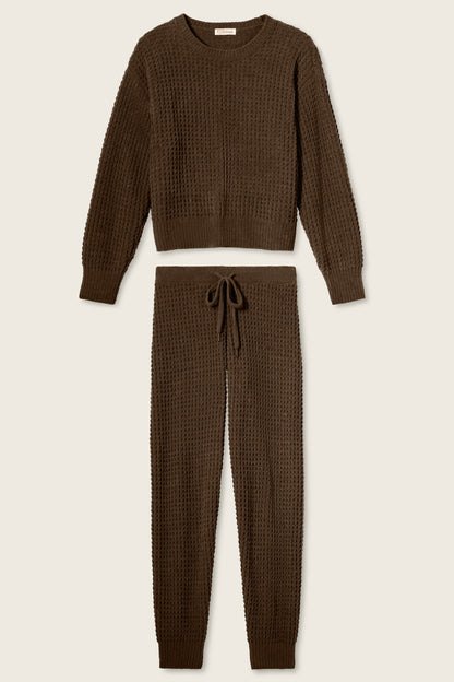 Chenille Waffle Chocolate Lounge Set
