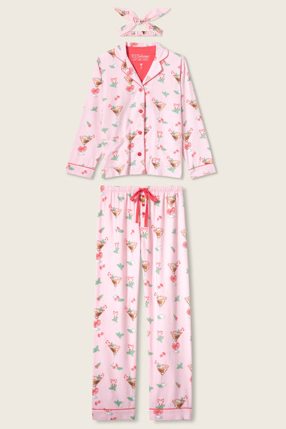 Tini Time Drink Print 3-Piece Flannel PJ Set