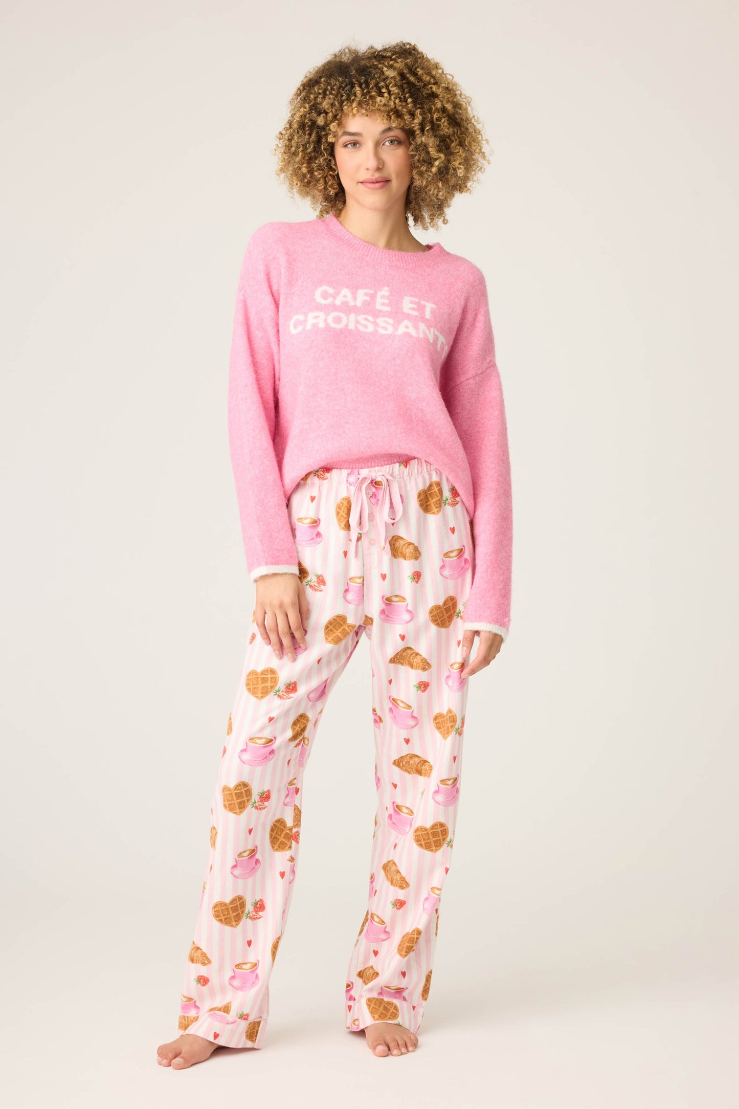 Brunch Club Breakfast Print Flannel Pant