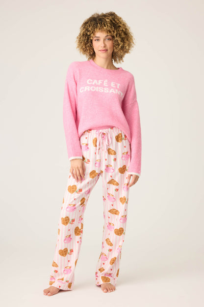 Brunch Club Breakfast Print Flannel Pant