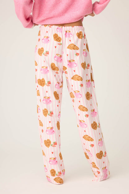 Brunch Club Breakfast Print Flannel Pant