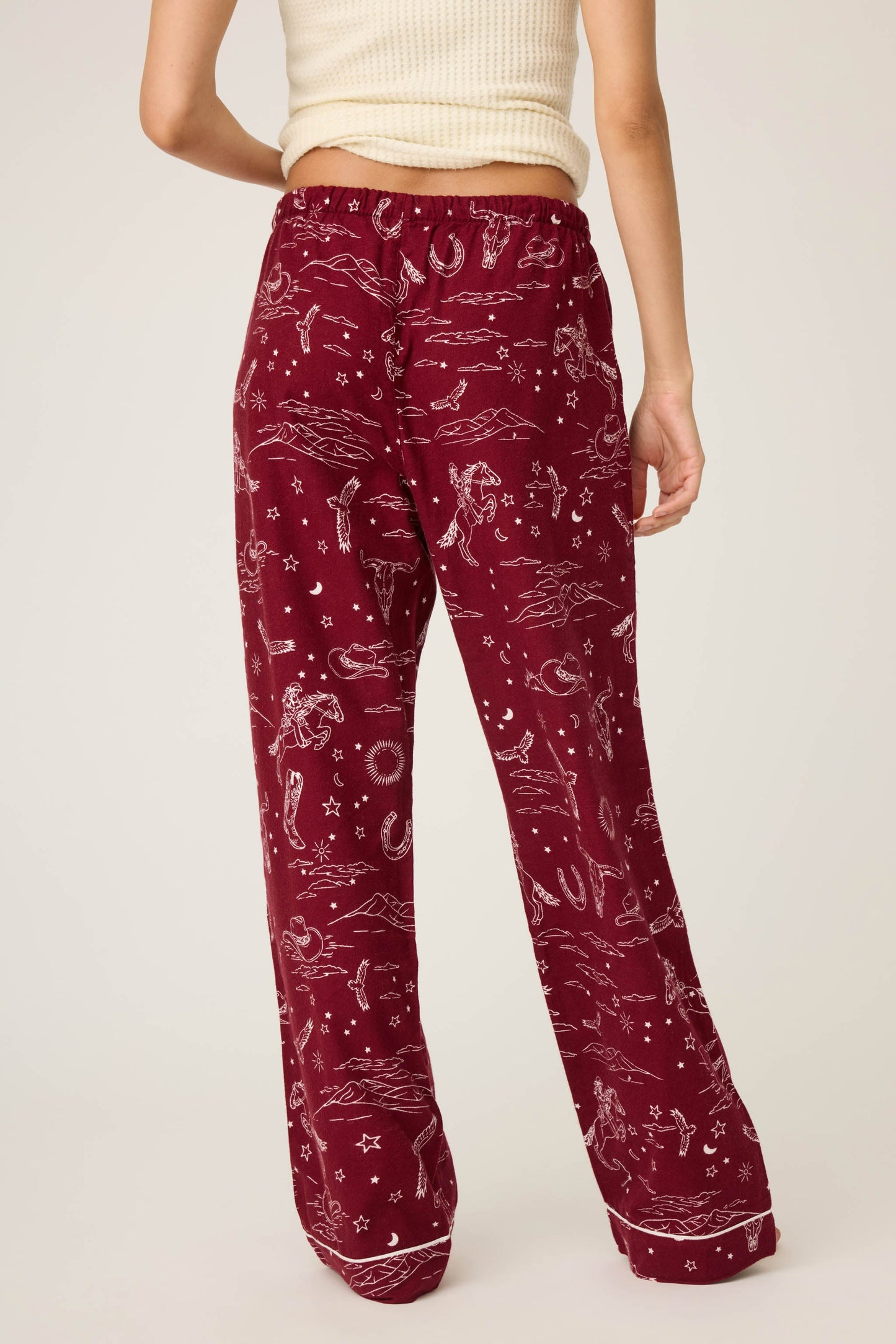 Hold Your Horses Western Print Flannel Pants