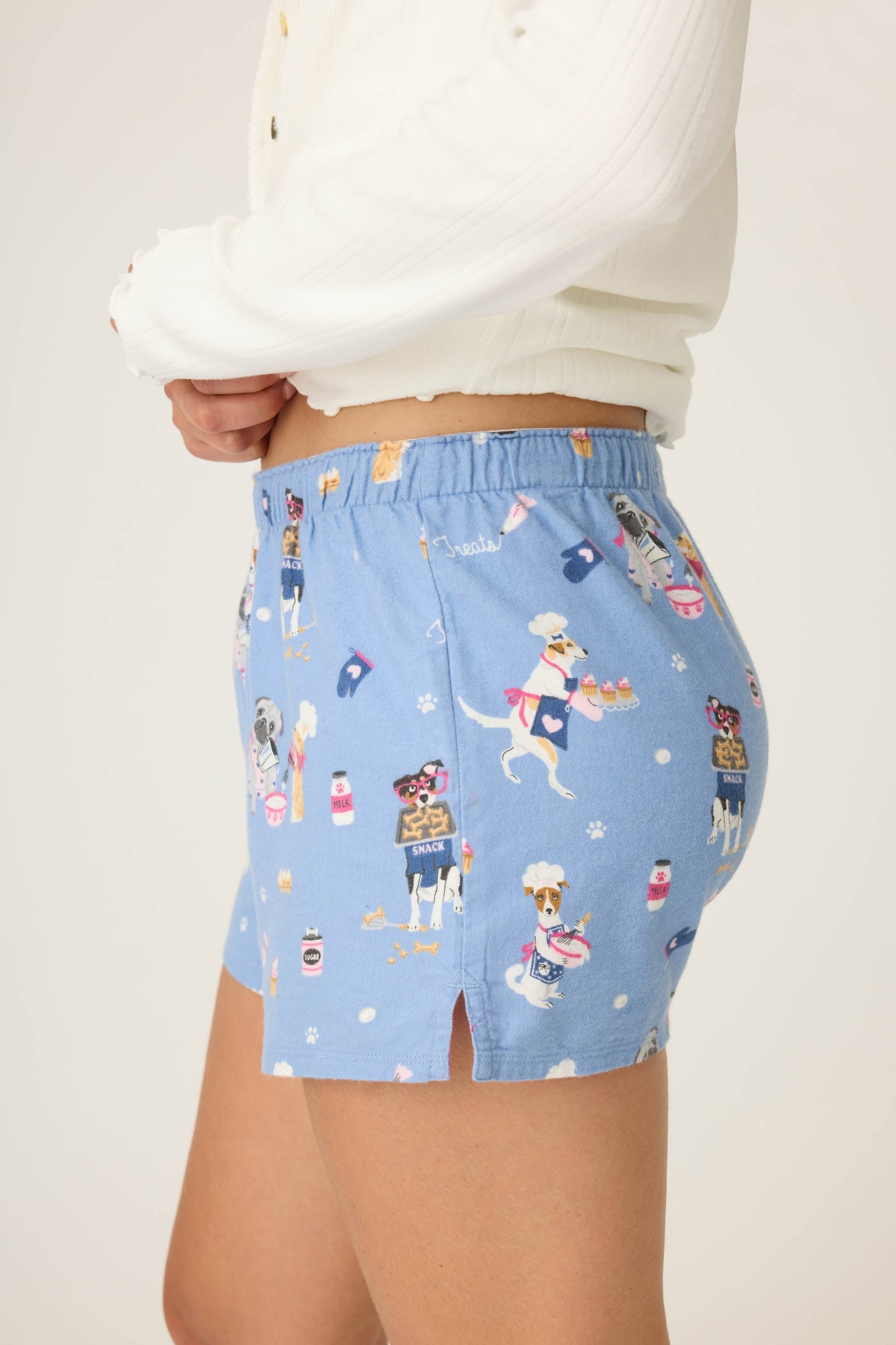 Baked Woof Love Dog Print Flannel Shorts