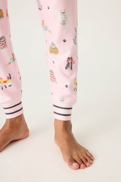 Feline Spooky Halloween Cat Print Banded Pant