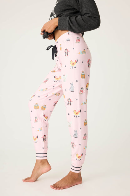 Feline Spooky Halloween Cat Print Banded Pant