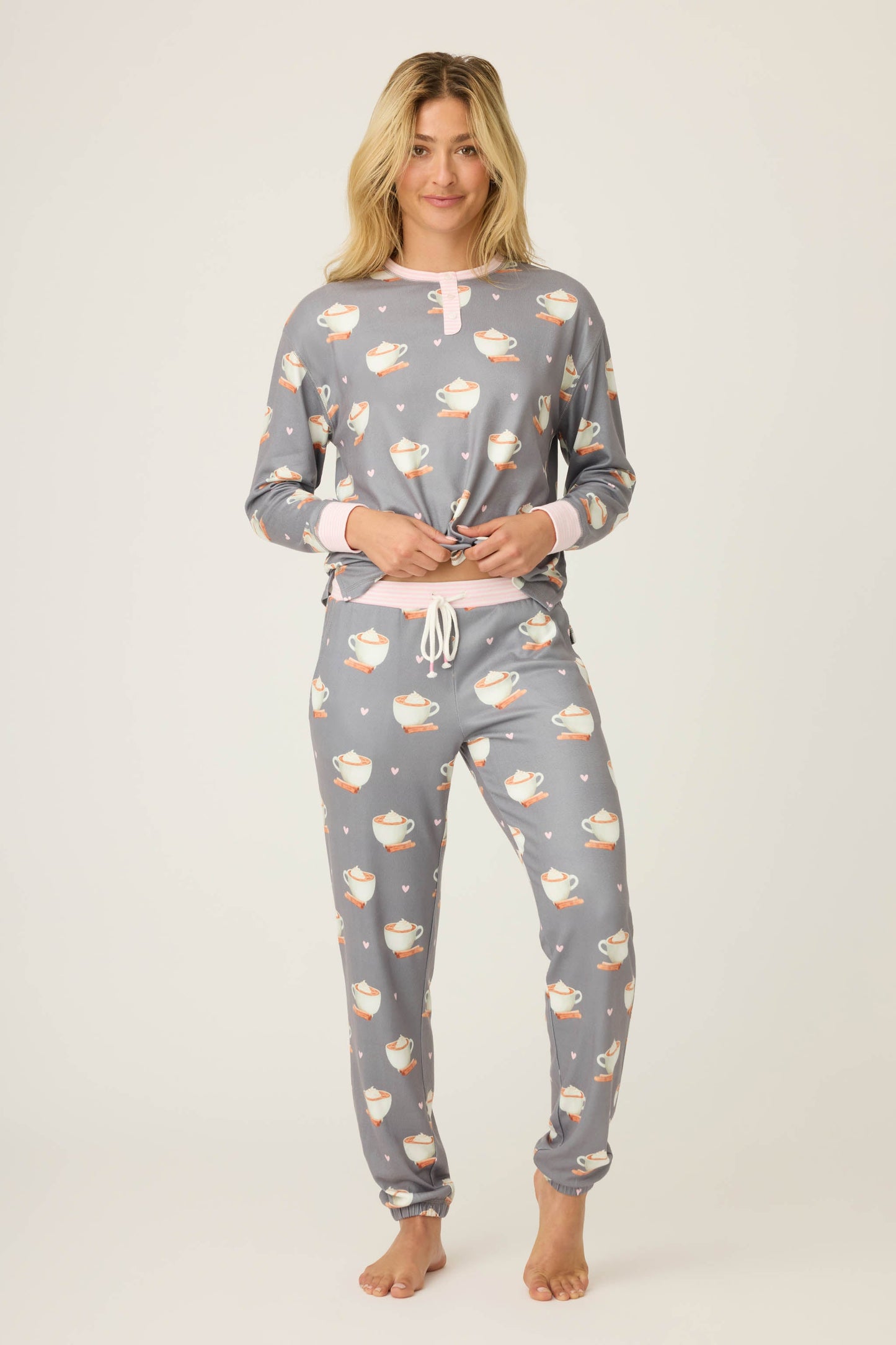 Love You A Latte Coffee Print Banded Pant