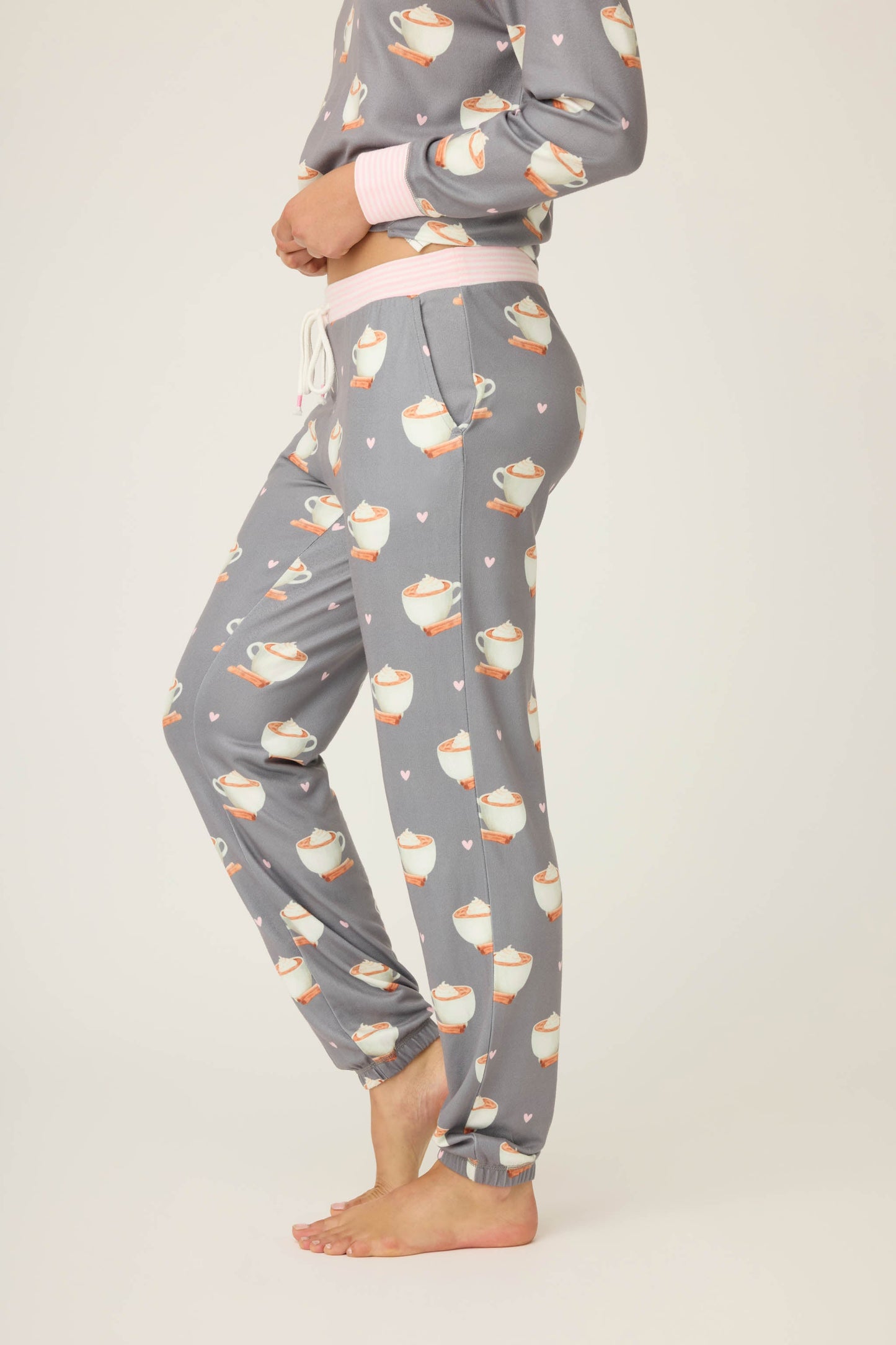 Love You A Latte Coffee Print Banded Pant