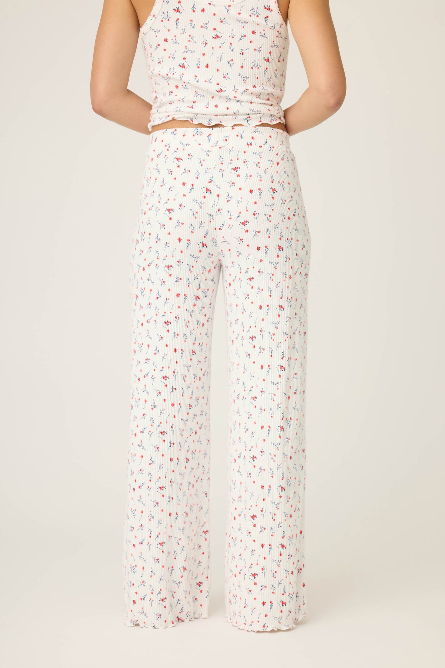 La Rose Ditsy Floral Print Open Leg Pants