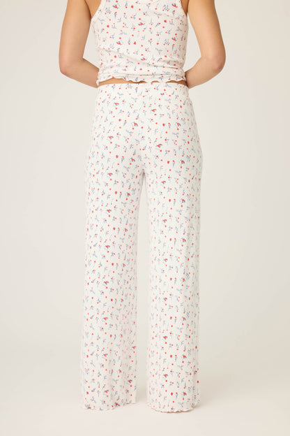 La Rose Ditsy Floral Print Open Leg Pants