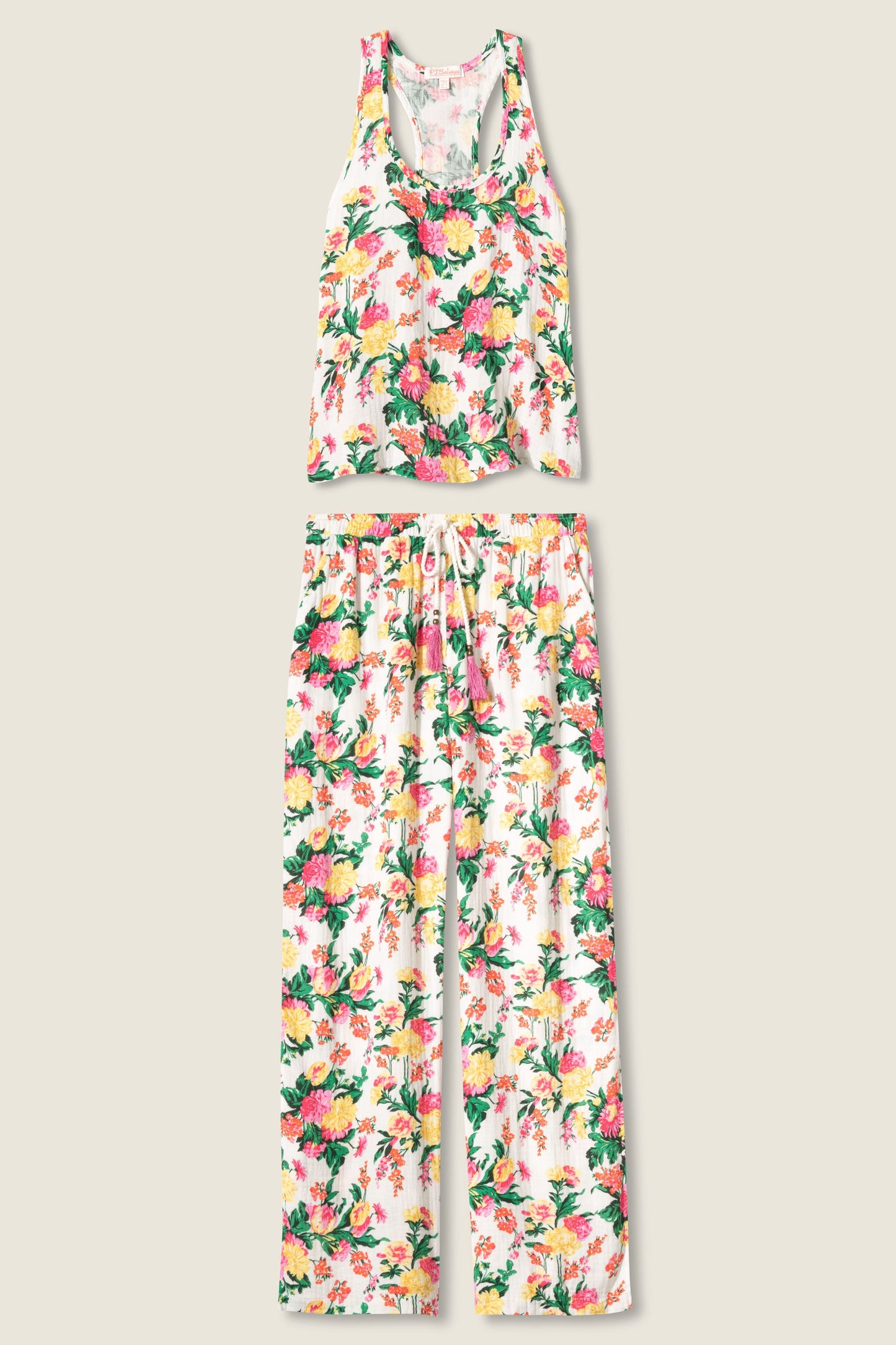 Tropical Floral Print PJ Set