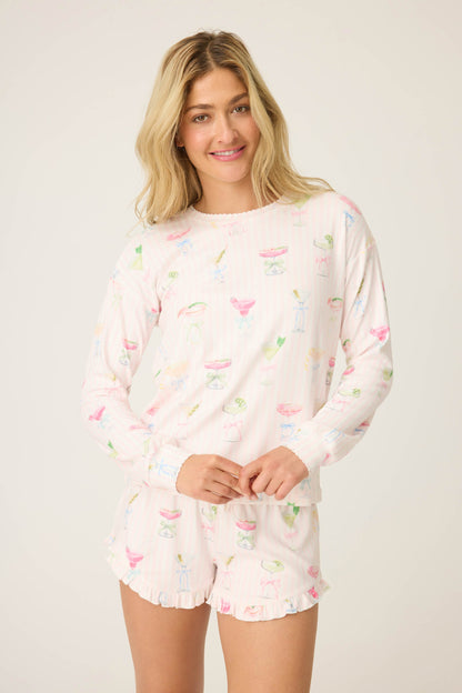 Pretty Punch Cocktail Print Long Sleeve Top