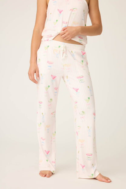 Pretty Punch Cocktail Print Open Leg Pants
