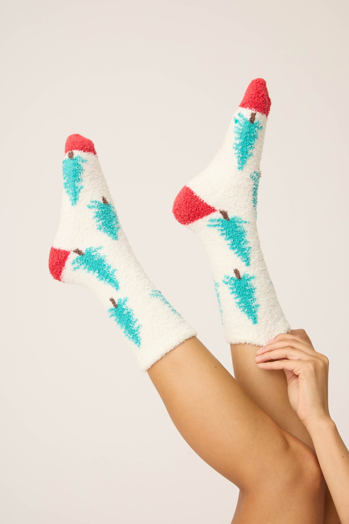 Winter Tree Fuzzy Crew Socks