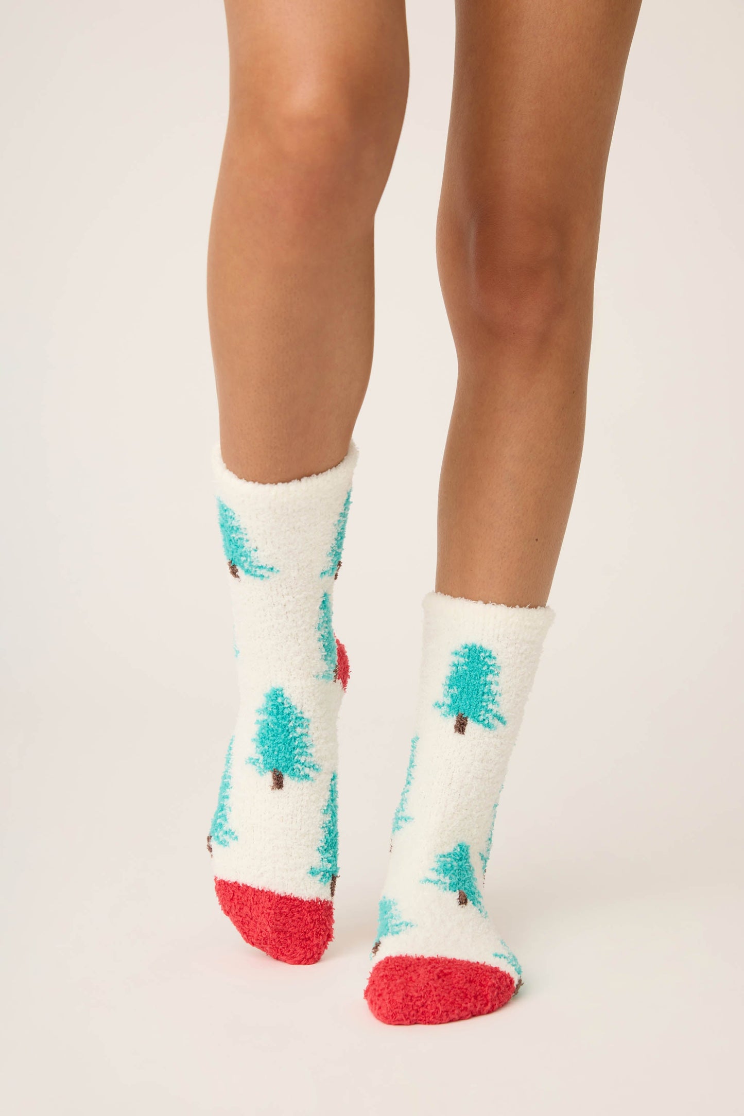 Winter Tree Fuzzy Crew Socks