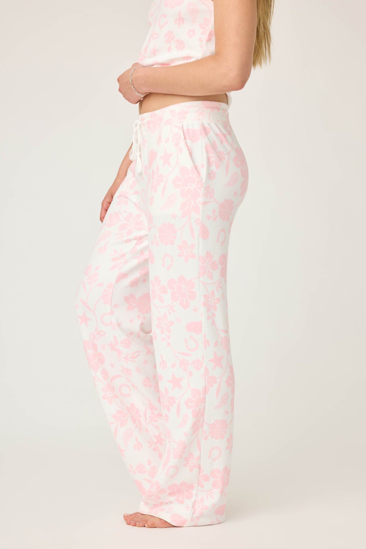 Wild Flower Western Floral Print Open Leg Pants