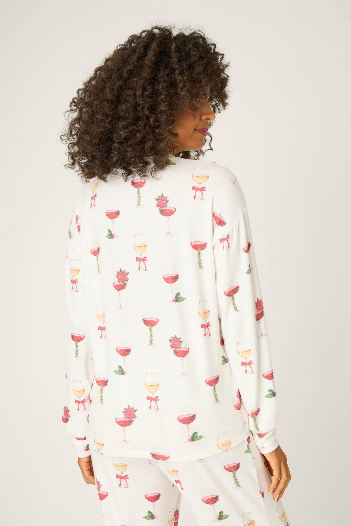 Let's Get Toasty Holiday Wine Print Long Sleeve Top