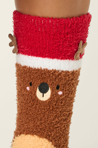 Ski Jammie Classics Reindeer Crew Socks with Grippers