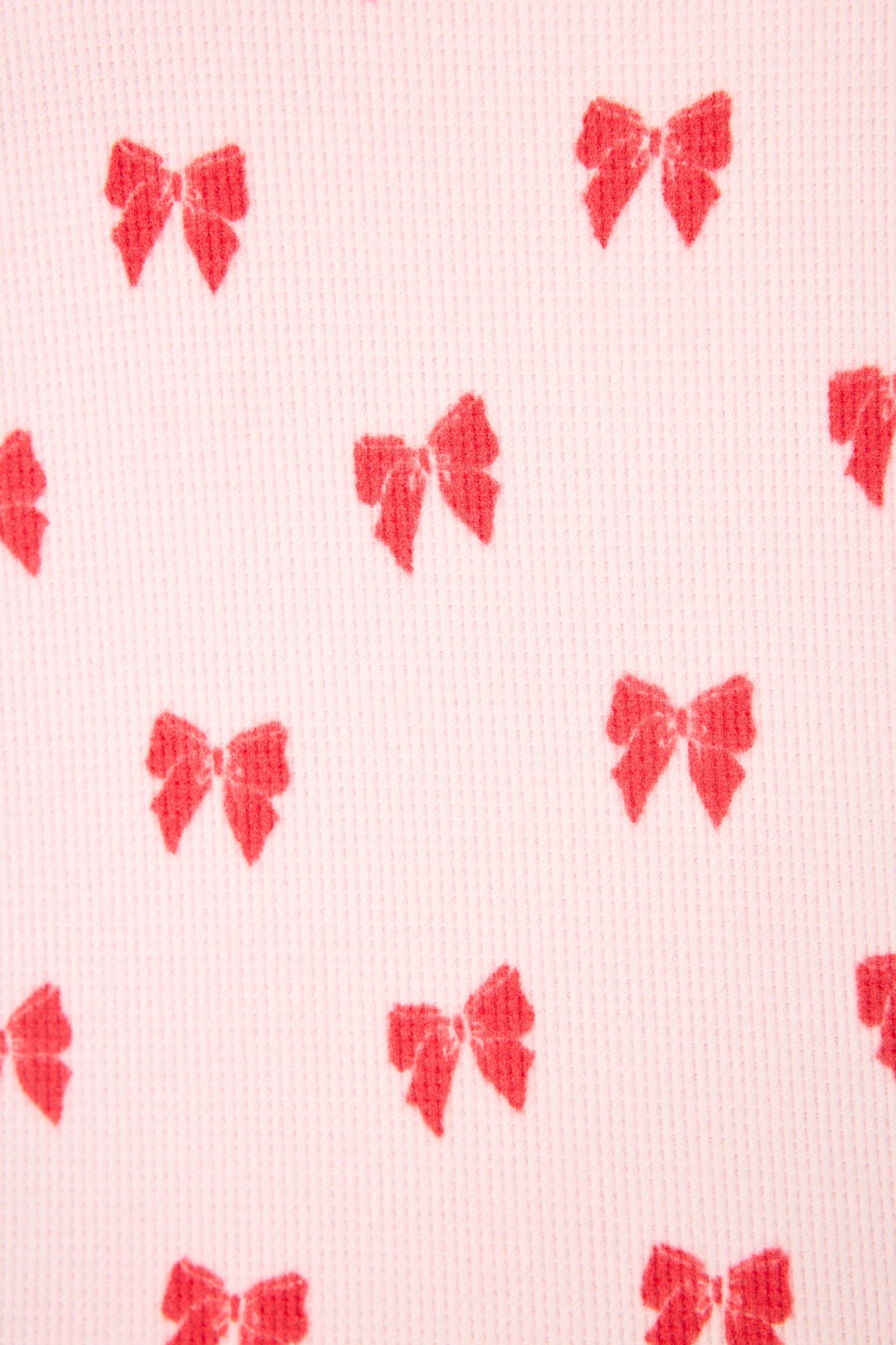 4-Piece Bow Print Waffle Lounge Set
