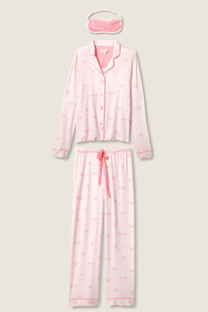 Happy Hour Wine Glass Print 3-Piece Plus Size PJ Set