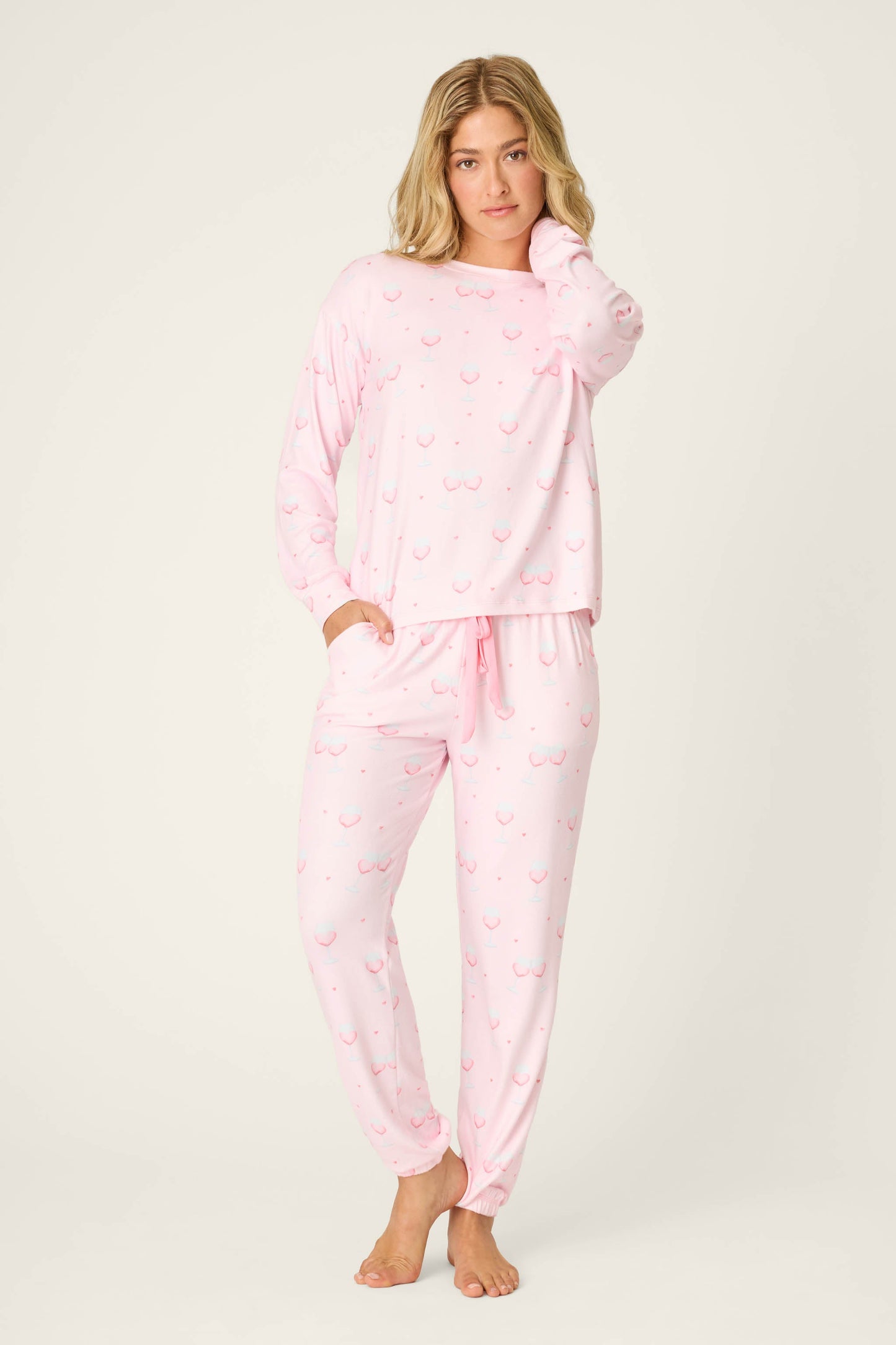 Happy Hour Wine Glass Print PJ Set