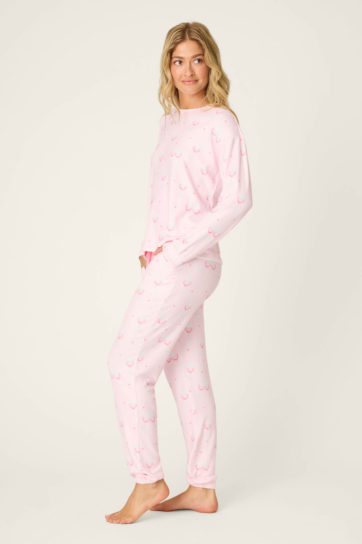 Happy Hour Wine Glass Print PJ Set