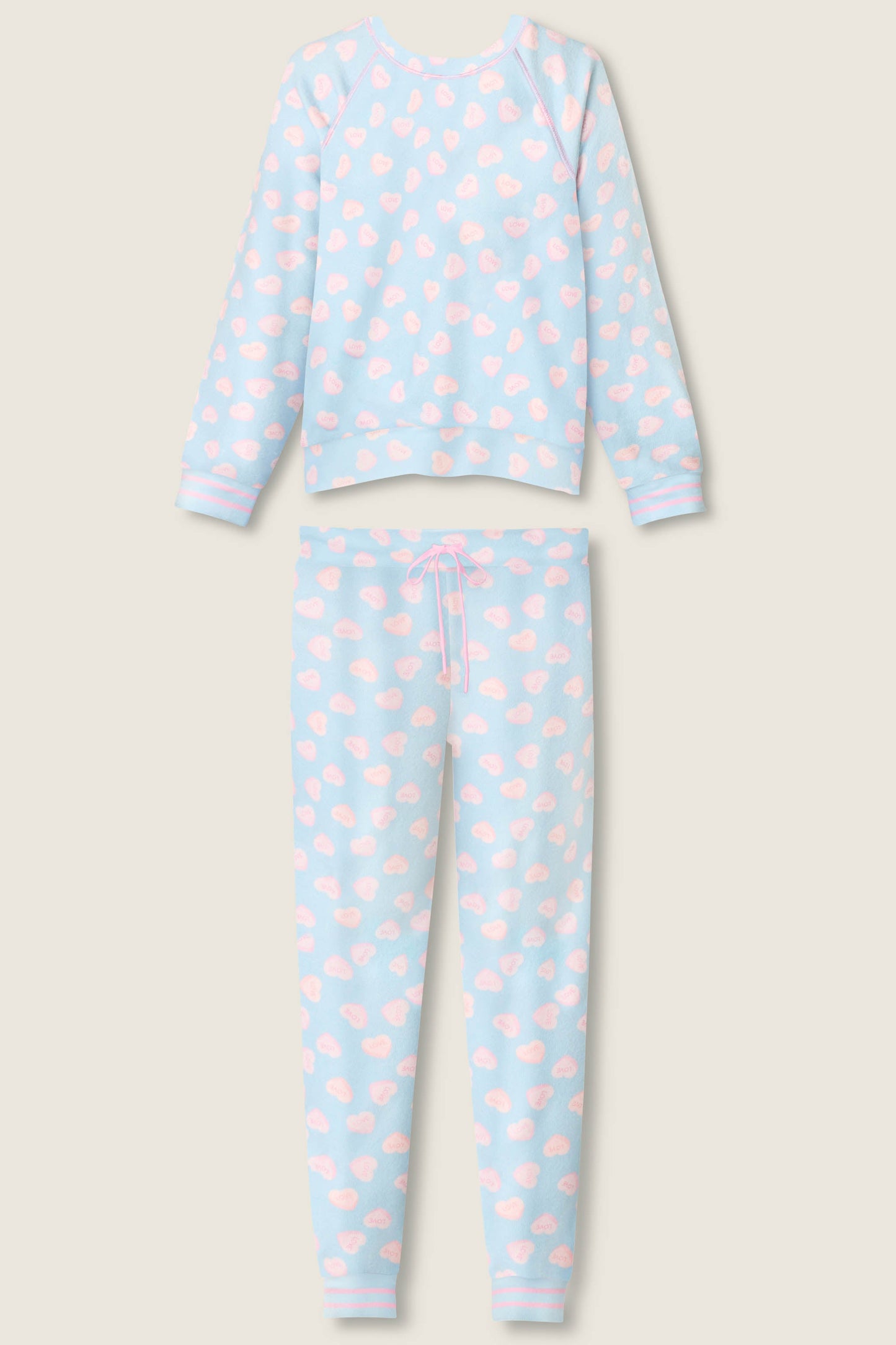 Sweetheart Love Hearts Print Peachy PJ Set