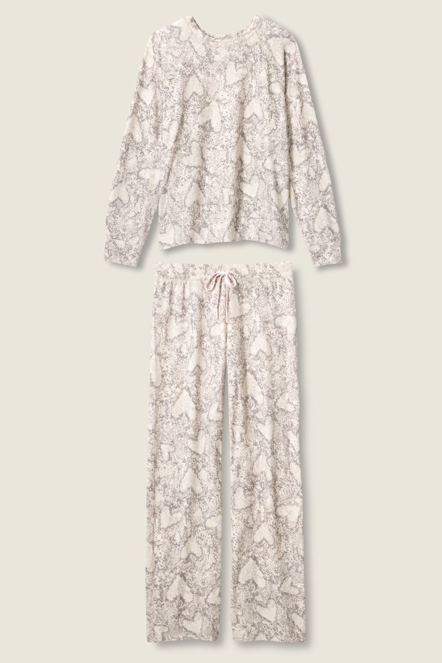 Snakeskin Heart Print Peachy PJ Set