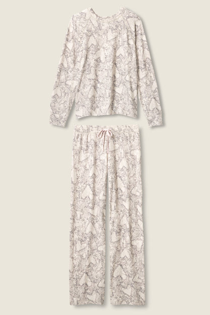 Snakeskin Heart Print Peachy PJ Set