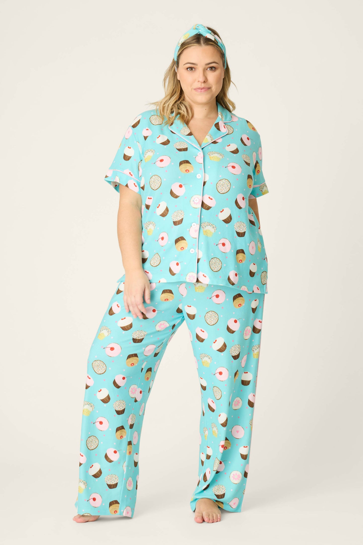 Sweet Life Cupcake Print 3-Piece Plus Size PJ Set