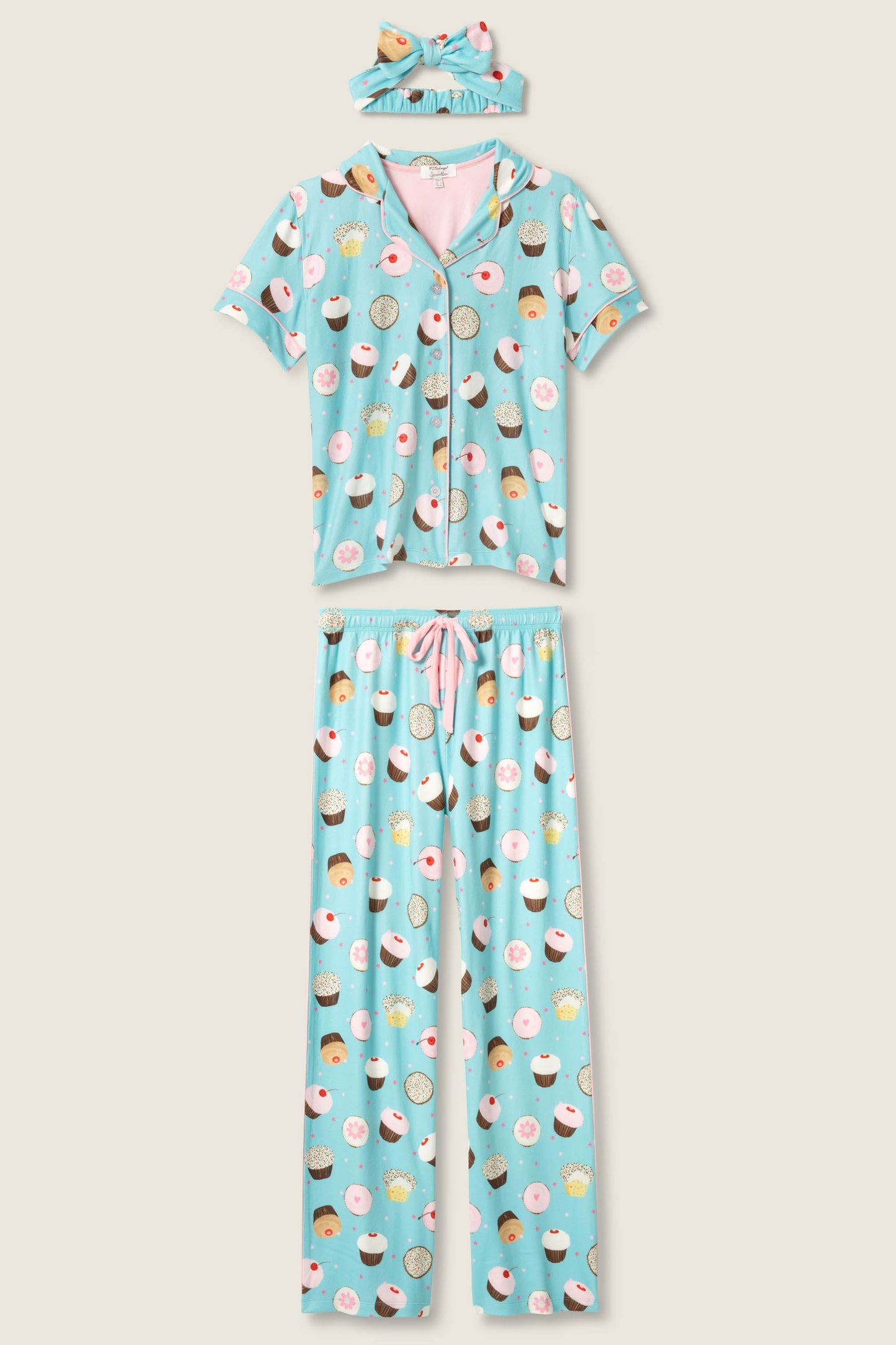 Sweet Life Cupcake Print 3-Piece Plus Size PJ Set