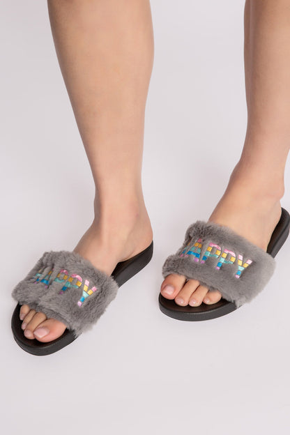 Fuzzy Feet Happy Happy Slides