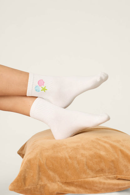 Playful Prints She Sells Seashells Quarter Crew Socks