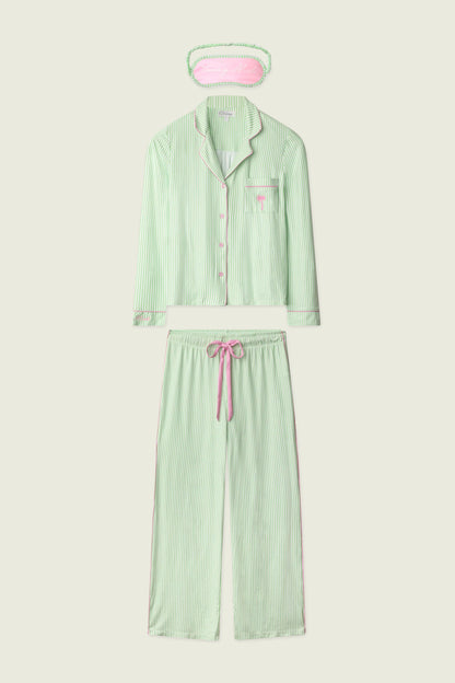Pupcation Palms Kiwi Stripe 3-Piece PJ Set