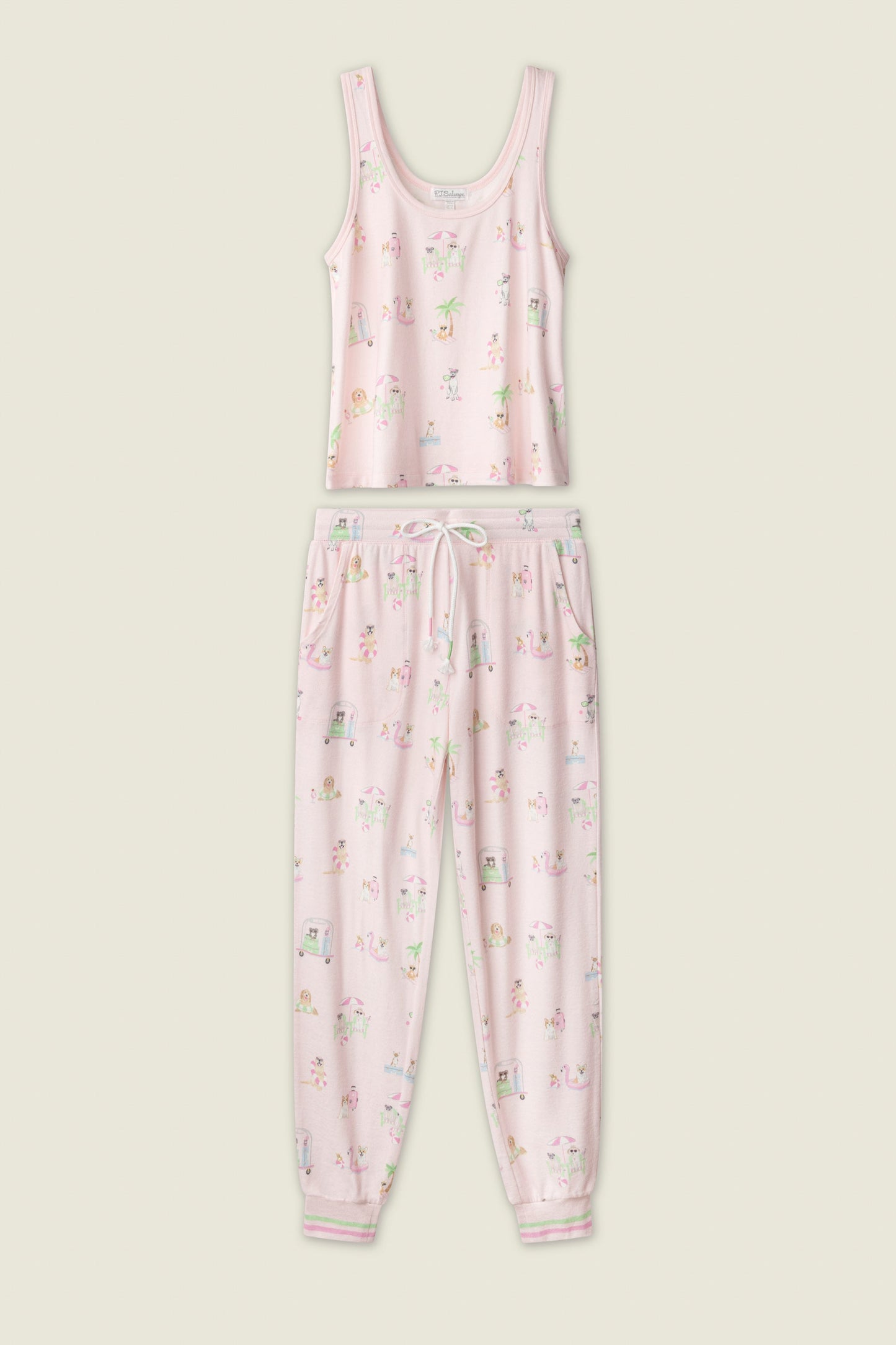 Pupcation Palms Sunnies & Sunshine Long PJ Set