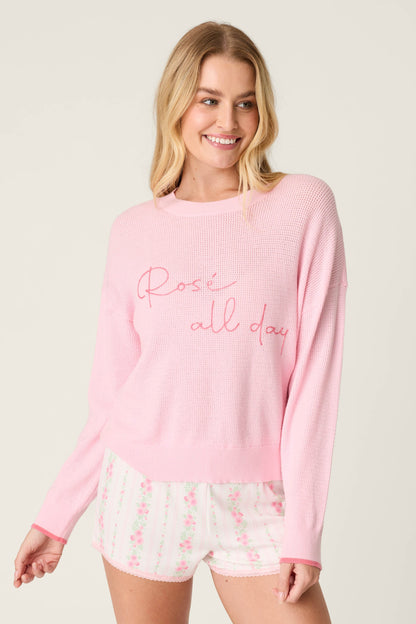 Roses Are Pink Rosé All Day Snuggle Sweater