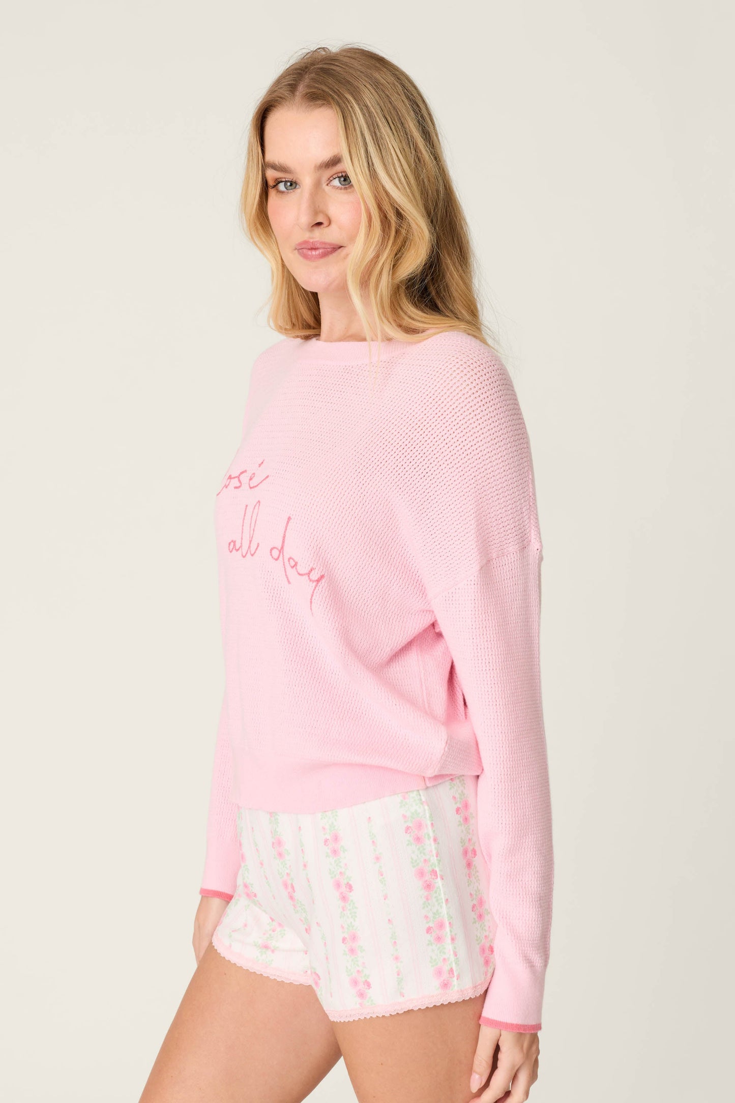 Roses Are Pink Rosé All Day Snuggle Sweater