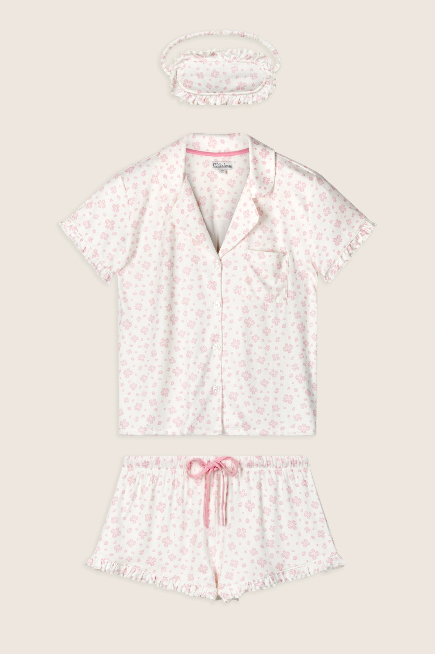 Pretty Petals Sweet Pink Floral Print 3-Piece PJ Set