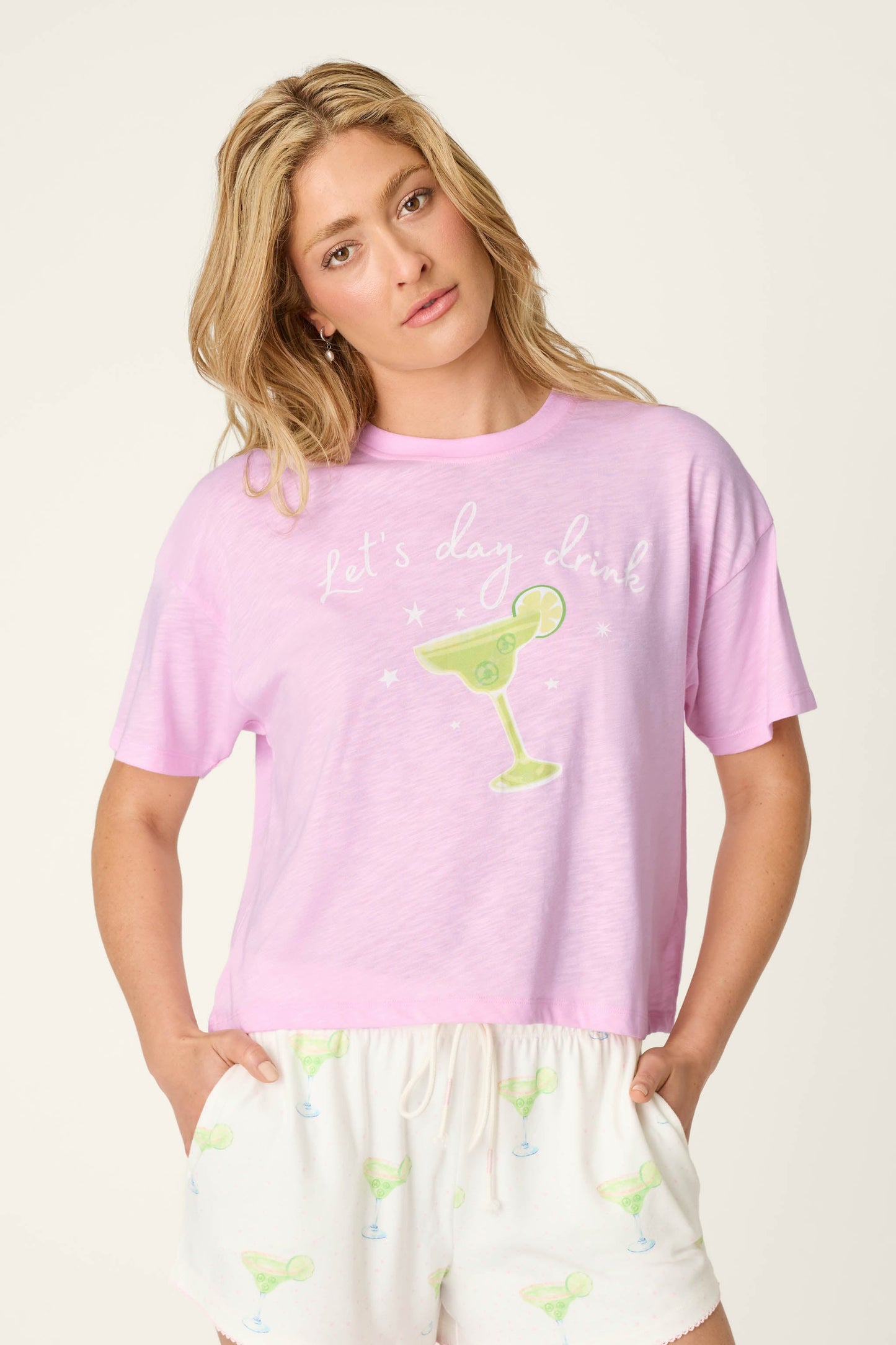 Softee "Let's Day Drink" Graphic Print T-Shirt